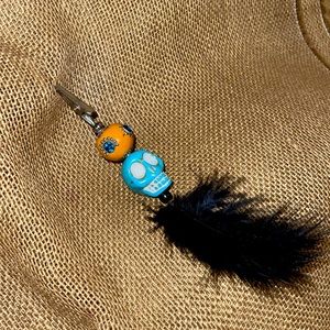 Skull and feather roach clip / ATM Debit Card Holder/ Jewelry Assist